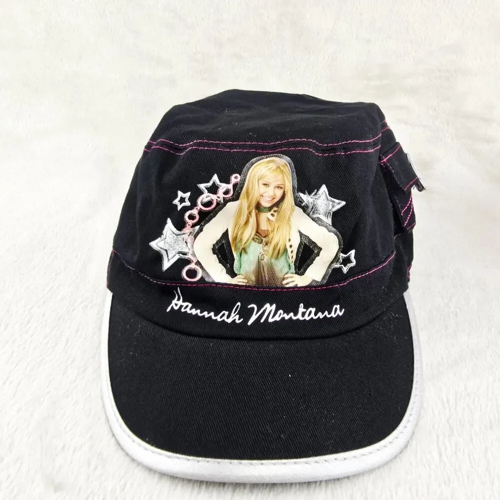 Lot Of 3 Hannah Montana Disney Black Pink Cadet Style Girls Cap Hat Vintage Y2K